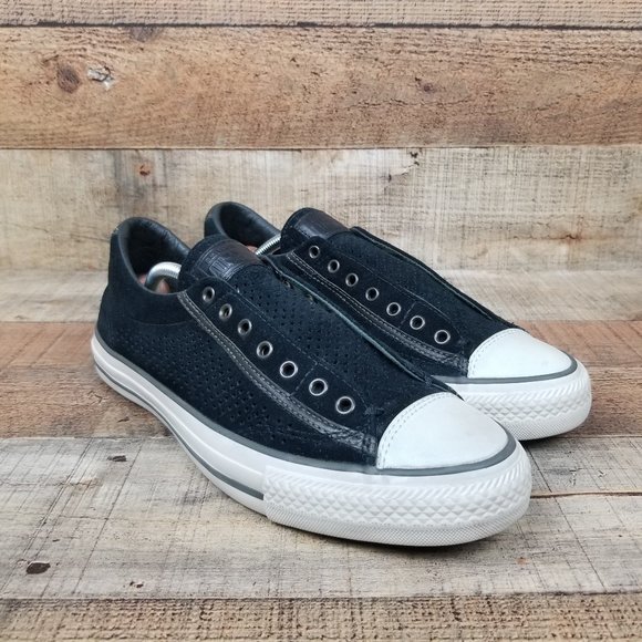 Converse John Varvatos Men Sz 8 Leather Perforated Black 156710C Slip On Low - Picture 1 of 9